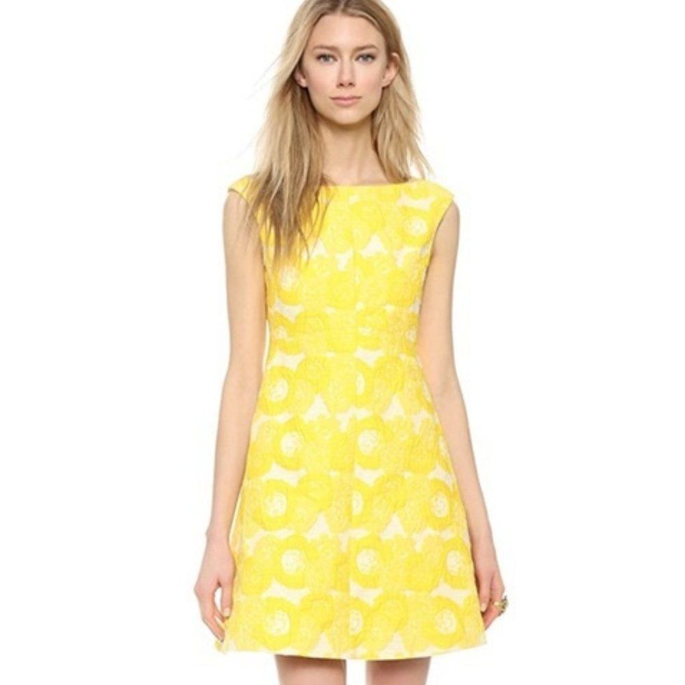 Yellow Floral Fit-and-Flare Dress
